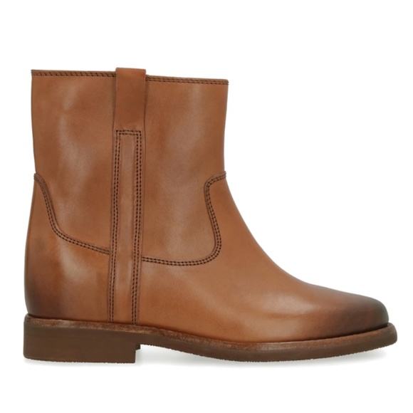 Isabel Marante Susee Cognac Leather Cropped Boots - Picture 1 of 9